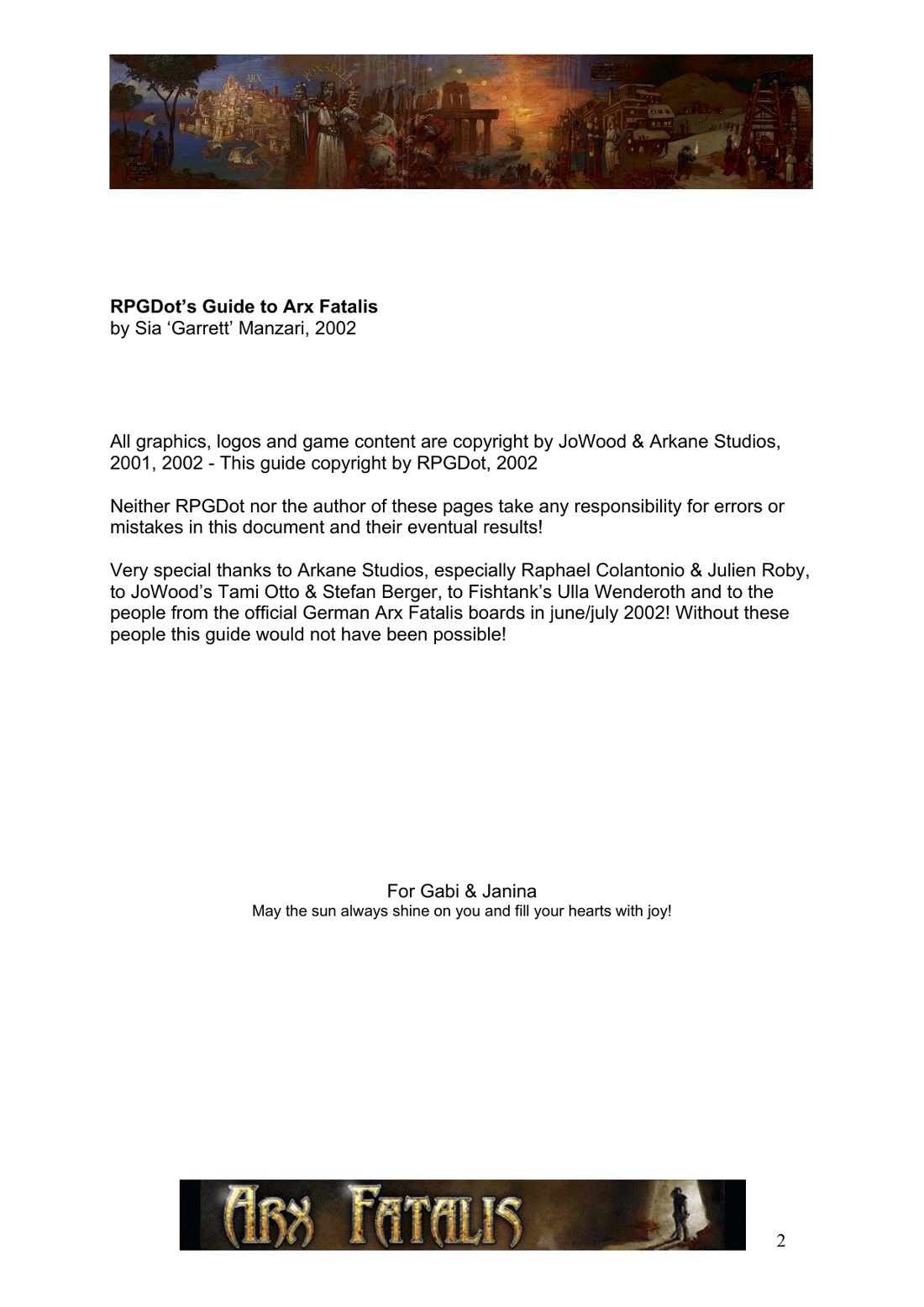 Arx Fatalis route reference from the original guide