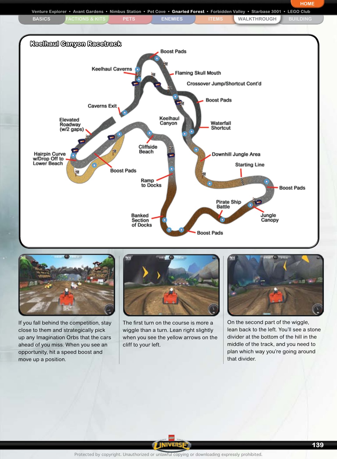 Race-track style map and progression context from the guide