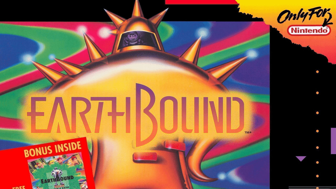 EarthBound on Super Nintendo with a child hero on a quiet suburban street as odd enemies loom nearby