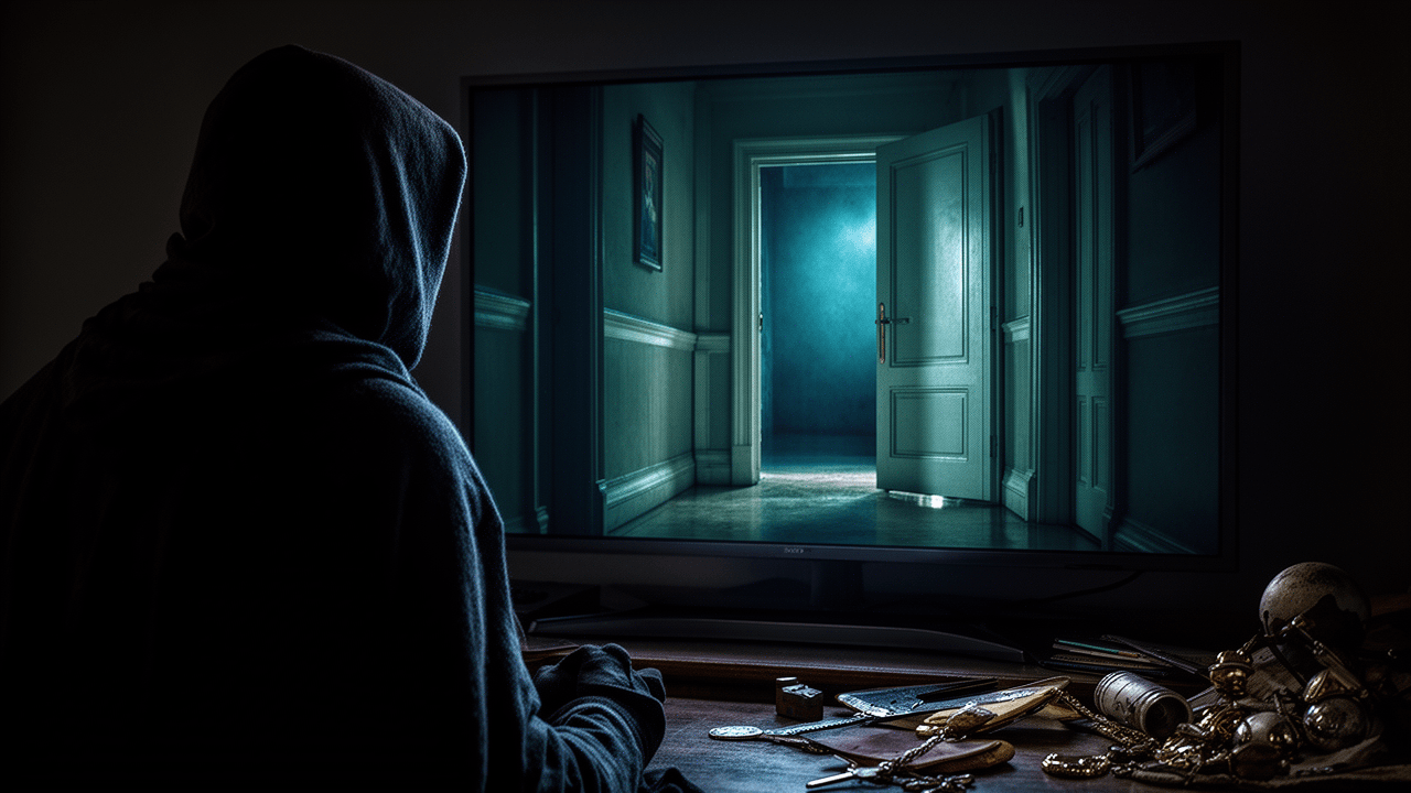 A lone viewer watches a tense screen scene, capturing the best movie twists mood of hidden clues and suspense