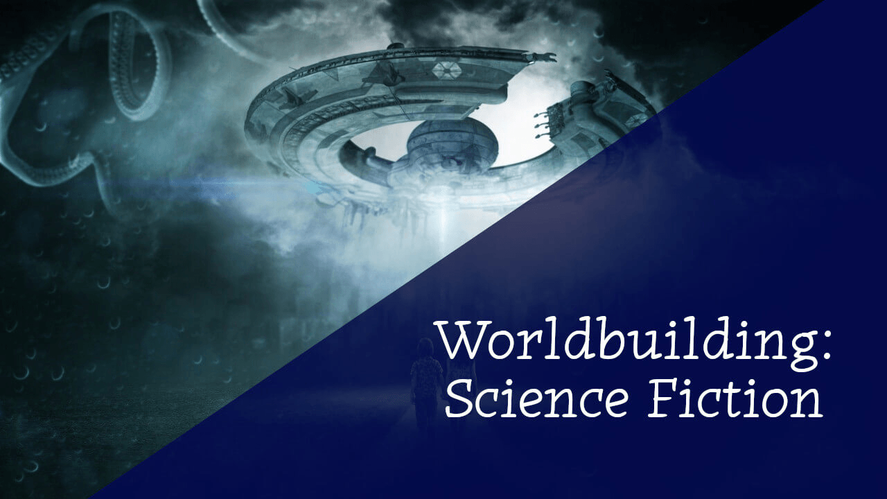 A lived-in science fiction worldbuilding scene with a pedestrian crossing a futuristic street, practical stalls, utility tech, and weathered buildings